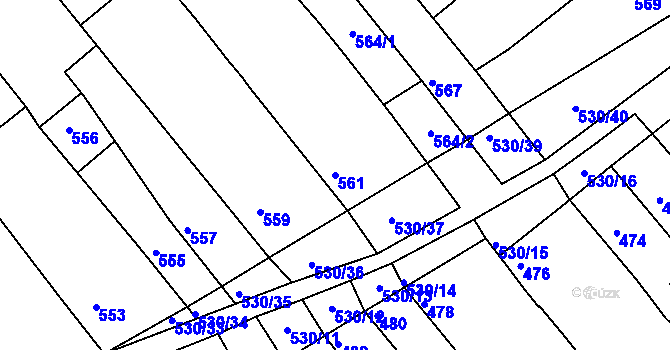 Parcela st. 561 v KÚ Přísnotice, Katastrální mapa