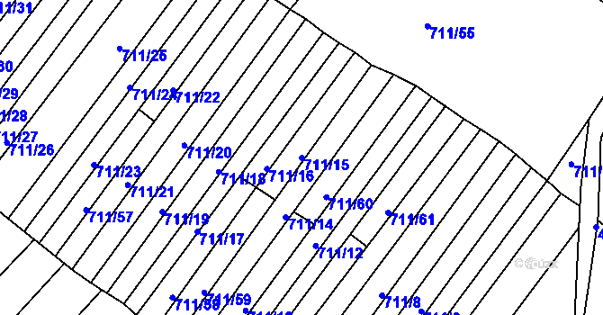 Parcela st. 711/15 v KÚ Přísnotice, Katastrální mapa
