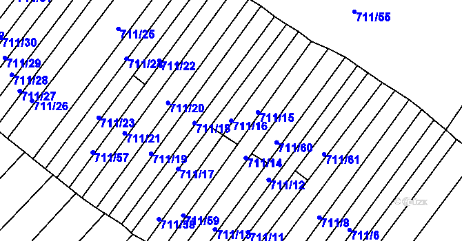 Parcela st. 711/16 v KÚ Přísnotice, Katastrální mapa