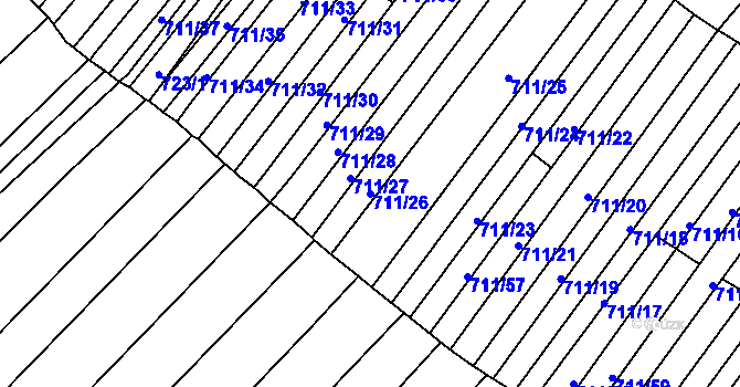 Parcela st. 711/26 v KÚ Přísnotice, Katastrální mapa