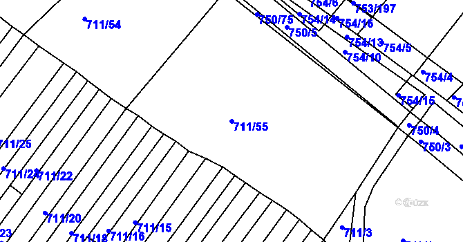 Parcela st. 711/55 v KÚ Přísnotice, Katastrální mapa