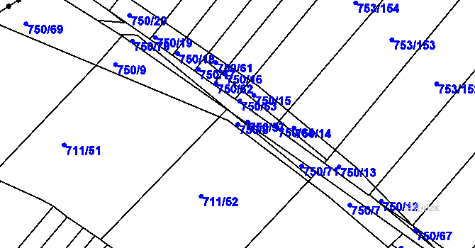 Parcela st. 750/8 v KÚ Přísnotice, Katastrální mapa