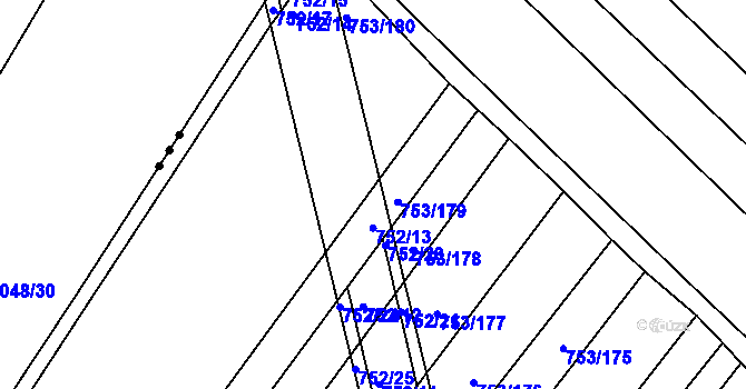 Parcela st. 752/19 v KÚ Přísnotice, Katastrální mapa
