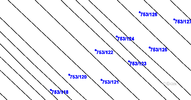 Parcela st. 753/122 v KÚ Přísnotice, Katastrální mapa