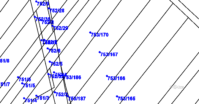 Parcela st. 753/167 v KÚ Přísnotice, Katastrální mapa