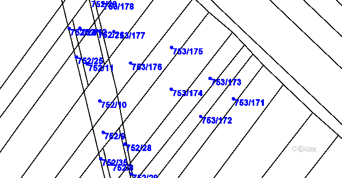 Parcela st. 753/174 v KÚ Přísnotice, Katastrální mapa