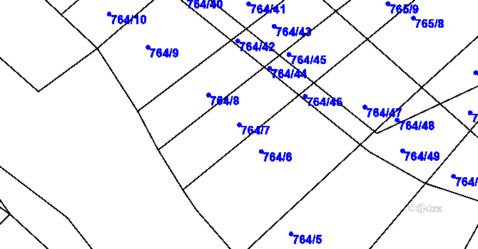 Parcela st. 764/7 v KÚ Přísnotice, Katastrální mapa
