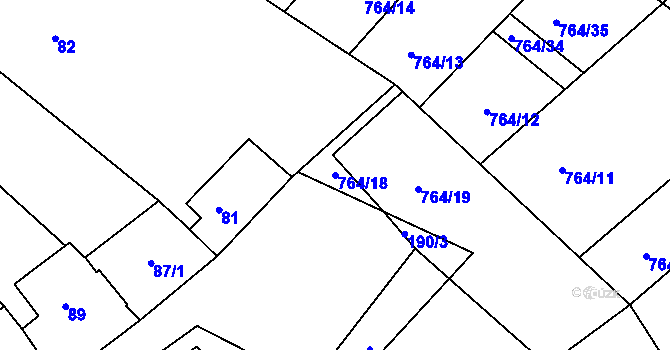 Parcela st. 764/18 v KÚ Přísnotice, Katastrální mapa