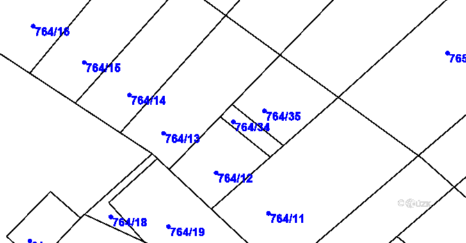Parcela st. 764/34 v KÚ Přísnotice, Katastrální mapa