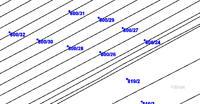 Parcela st. 800/26 v KÚ Přísnotice, Katastrální mapa