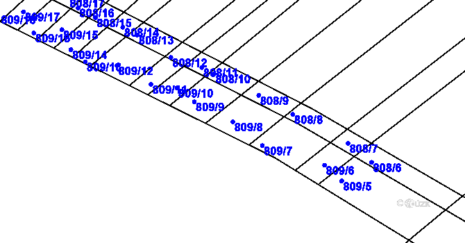 Parcela st. 809/8 v KÚ Přísnotice, Katastrální mapa