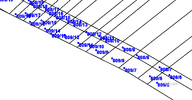 Parcela st. 809/9 v KÚ Přísnotice, Katastrální mapa