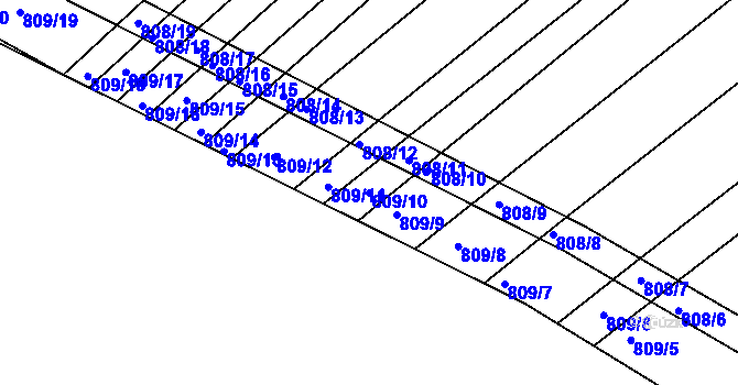 Parcela st. 809/10 v KÚ Přísnotice, Katastrální mapa