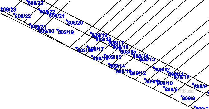 Parcela st. 809/15 v KÚ Přísnotice, Katastrální mapa