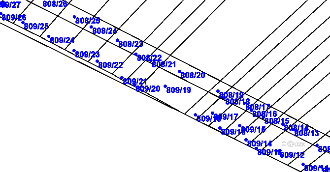 Parcela st. 809/19 v KÚ Přísnotice, Katastrální mapa