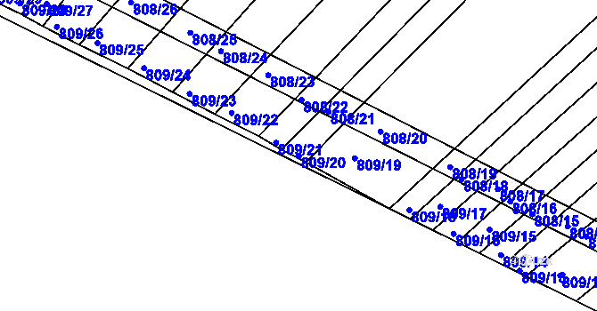 Parcela st. 809/20 v KÚ Přísnotice, Katastrální mapa