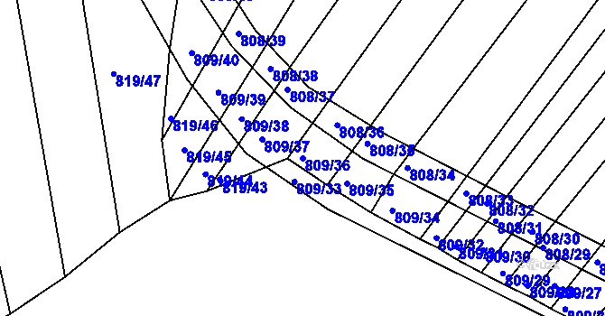 Parcela st. 809/36 v KÚ Přísnotice, Katastrální mapa