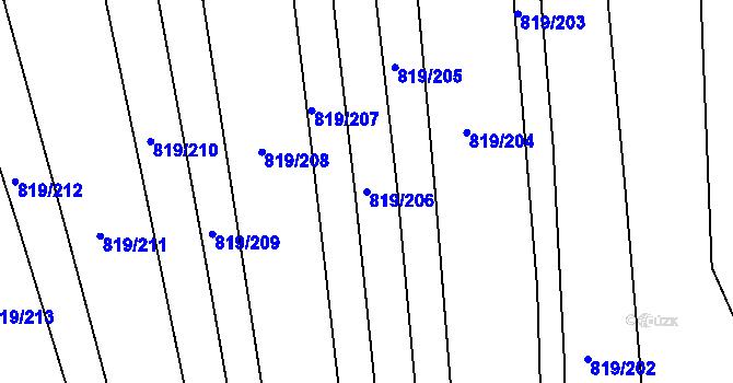 Parcela st. 819/206 v KÚ Přísnotice, Katastrální mapa