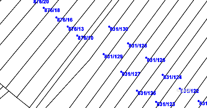 Parcela st. 831/129 v KÚ Přísnotice, Katastrální mapa