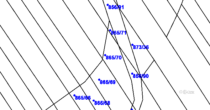 Parcela st. 865/70 v KÚ Přísnotice, Katastrální mapa