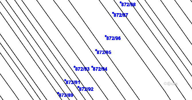 Parcela st. 872/95 v KÚ Přísnotice, Katastrální mapa