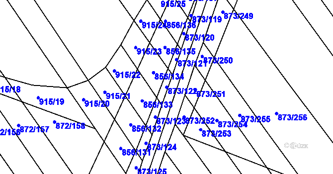 Parcela st. 873/122 v KÚ Přísnotice, Katastrální mapa