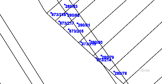Parcela st. 873/215 v KÚ Přísnotice, Katastrální mapa