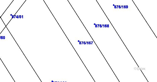 Parcela st. 876/167 v KÚ Přísnotice, Katastrální mapa