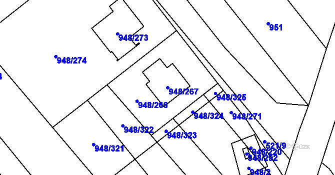 Parcela st. 948/267 v KÚ Přísnotice, Katastrální mapa