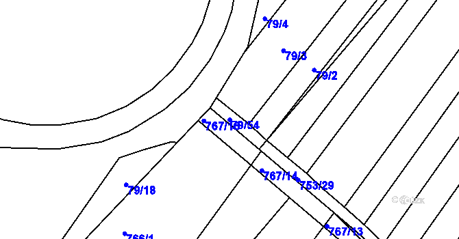 Parcela st. 79/54 v KÚ Přísnotice, Katastrální mapa