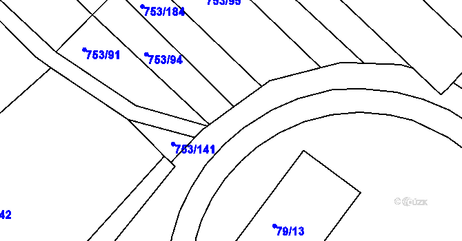 Parcela st. 753/205 v KÚ Přísnotice, Katastrální mapa