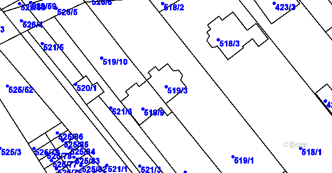 Parcela st. 519/3 v KÚ Přísnotice, Katastrální mapa