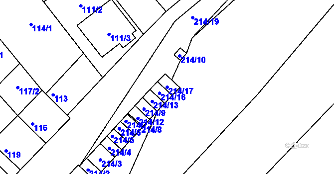 Parcela st. 214/17 v KÚ Přísnotice, Katastrální mapa