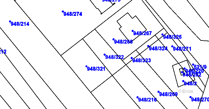 Parcela st. 948/322 v KÚ Přísnotice, Katastrální mapa