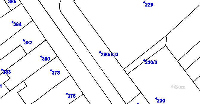 Parcela st. 280/133 v KÚ Přísnotice, Katastrální mapa