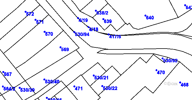 Parcela st. 530/95 v KÚ Přísnotice, Katastrální mapa
