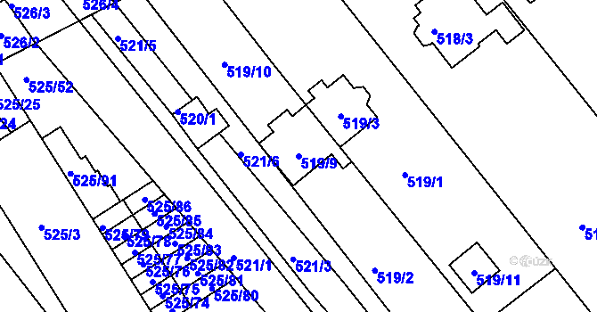 Parcela st. 519/9 v KÚ Přísnotice, Katastrální mapa