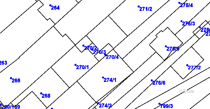 Parcela st. 270/4 v KÚ Přísnotice, Katastrální mapa