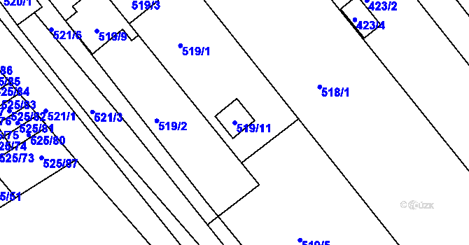 Parcela st. 519/11 v KÚ Přísnotice, Katastrální mapa