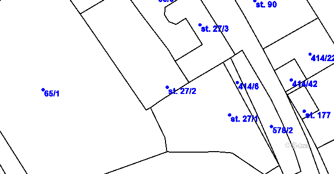 Parcela st. 27/2 v KÚ Přistoupim, Katastrální mapa