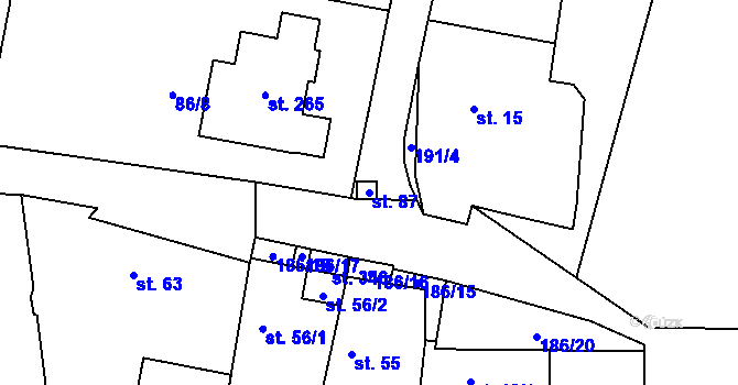 Parcela st. 87 v KÚ Hradešín, Katastrální mapa