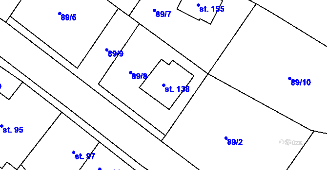 Parcela st. 138 v KÚ Hradešín, Katastrální mapa