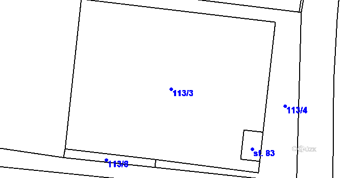 Parcela st. 113/3 v KÚ Hradešín, Katastrální mapa