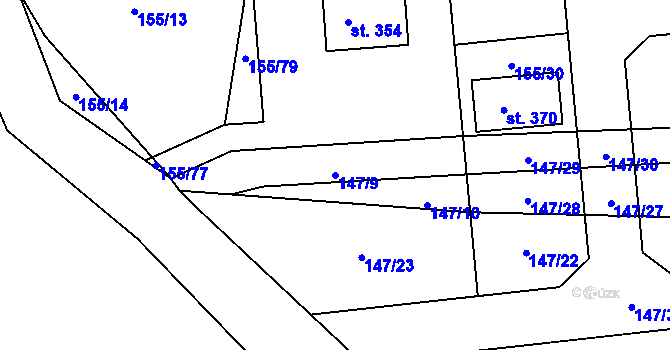 Parcela st. 147/9 v KÚ Hradešín, Katastrální mapa