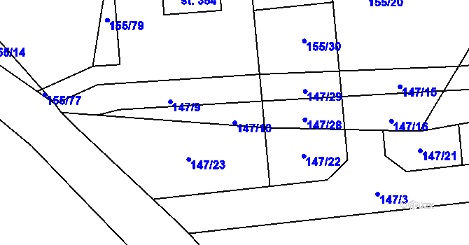 Parcela st. 147/10 v KÚ Hradešín, Katastrální mapa