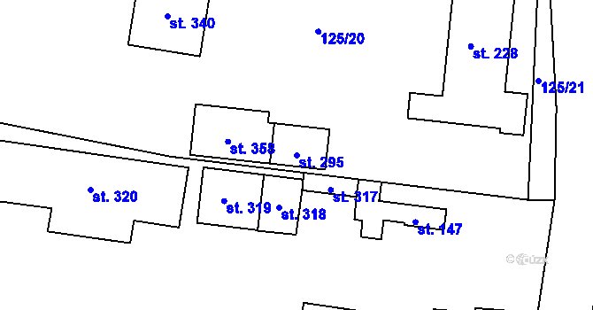 Parcela st. 295 v KÚ Hradešín, Katastrální mapa