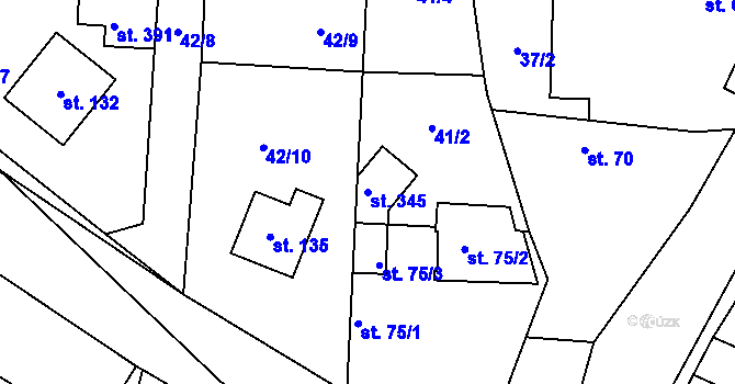 Parcela st. 345 v KÚ Hradešín, Katastrální mapa