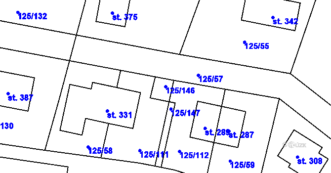 Parcela st. 125/146 v KÚ Hradešín, Katastrální mapa