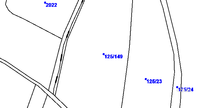 Parcela st. 125/149 v KÚ Hradešín, Katastrální mapa