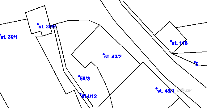 Parcela st. 43/2 v KÚ Přišimasy, Katastrální mapa